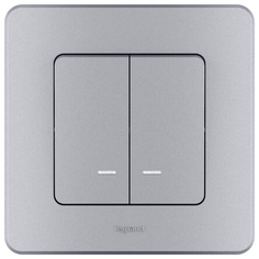 Выключатель Legrand 673632 Inspiria алюминий двухклавишный с подсветкой/индикацией 10 AX - 250 В