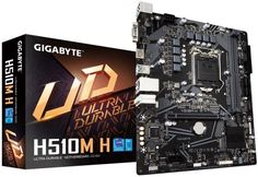 Материнская плата mATX GIGABYTE H510M H (LGA1200, H510, 2*DDR4(3200), 4*SATA 6G, M.2, 2*PCIE, 7.1CH, Glan, 4*USB 3.2, D-Sub, HDMI)