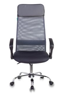 Кресло офисное Бюрократ KB-6N руководителя, цвет темно-серый TW-04 TW-12 сетка с подголов. крестовина металл хром