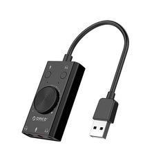 Звуковая карта USB 2.0 Orico SC2-BK внешняя, 3*3.5mm jack, регулировка громкости,черная