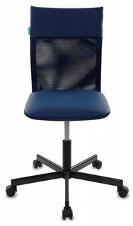 Кресло офисное Бюрократ CH-1399 синее/синее, искусственная кожа, спинка сетка, крестовина металл