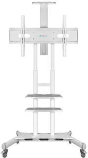 Стойка мобильная ONKRON TS1881 ONKRON TS1881 WHITE на 1 ТВ/ 55-80" от 200х200 до 800х500, макс нагр 90,9кг, 2 полки, высота 1050-1650мм, белая