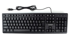 Клавиатура Gembird KB-8355U-BL черная, USB, лазерная гравировка символов, кабель 1.85м