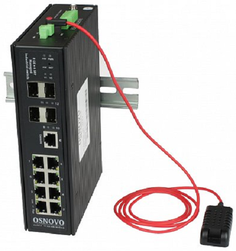 Коммутатор OSNOVO SW-70804/ILS промышленный управляемый (L2+) Gigabit Ethernet на 8GE RJ45 + 4 GE SFP порта с функцией мониторинга температуры/ влажно