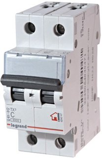 Автоматический выключатель Legrand 403984 TX³ 6000 - 6 кА - тип характеристики B, 2П, 230/400 В~, 10 А, 2 модуля