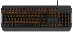 Клавиатура HIPER GK-5 PALADIN черная, игровая, USB, Xianghu Blue switches, янтарная подсветка, влагозащита