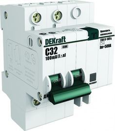 Автоматический выключатель дифф. тока (АВДТ) DEKraft 15007DEK 2Р 40А 30мА тип AC (С) 4,5кА