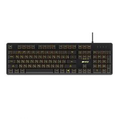 Клавиатура HIPER GK-4 CRUSADER чёрная, игровая, Slim, USB, Xianghu Blue switches, янтарная подсветка, влагозащита