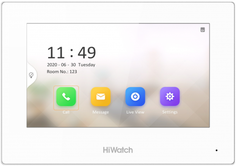 Видеодомофон HiWatch VDP-H2211 IP сенсорный 7" TFT LCD экран 1024*600; встроенные микрофон и динамик; тревожный вход 8; 10M/100M Ethernet; DC12В/PoE
