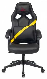 Кресло игровое Бюрократ ZOMBIE DRIVER YEL цвет черный/желтый, искусственная кожа, с подголов. крестовина пластик