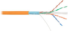 Кабель витая пара F/UTP 6 кат. 4 пары NIKOLAN NKL 9240C-OR 23AWG(0.57 мм), медь, одножильный (solid), внутренний, LSZH, нг(A)-HFLTx, оранжевый, уп/305