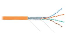 Кабель витая пара F/UTP 5e кат. 4 пары NIKOLAN NKL 2200C-OR 24AWG(0.49 мм), медь, одножильный (solid), внутренний, LSZH, нг(A)-HFLTx, оранжевый, уп/30