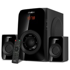 Компьютерная акустика 2.1 Sven MS-2020 SV-018788 черная, RMS 30Вт + 2x12.5 Вт, FM-тюнер, USB/SD, дисплей, пульт ДУ, Bluetooth
