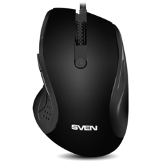 Мышь Sven RX-113 SV-018733 черная, 5+1кл. 800-2000DPI, Soft Touch, 1,5м, USB