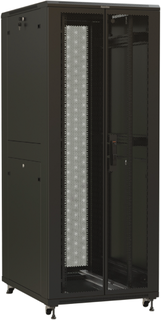 Шкаф напольный 19", 42U Hyperline TTR-4288-DD-RAL9005 2055x800х800 мм, передняя и задняя распашные перфорированные двери, ручка с замком, 2 вертикальн