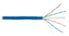 Кабель витая пара U/UTP 6 кат. 4 пары NIKOLAN NKL 4140C-BL 23AWG(0.55 мм), медь, одножильный (solid), внутренний, LSZH, нг(A)-HFLTx, синий, уп/305м