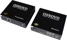 Комплект OSNOVO TLN-HiKM/1+RLN-HiKM/1(ver.2.1) для передачи HDMI, 2xUSB(клавиатура+мышь) и ИК управления по сети Ethernet