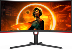 Монитор 34" AOC CU34G3S 3440x1440, 165Hz, 1 ms, 178°/178°, 300 cd/m, 80M:1, 2*HDMI 2*DP, VA, изогнутый, Black-Red