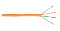 Кабель витая пара U/UTP 5 кат. 2 пары NIKOLAN NKL 2110C-OR 24AWG(0.49 мм), медь, одножильный (solid), внутренний, LSZH, нг(A)-HFLTx, оранжевый, уп/305