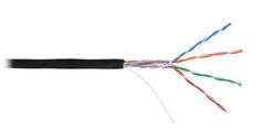 Кабель витая пара U/UTP 5e кат. 4 пары NIKOLAN NKL 2600B-BK 24AWG(0.49 мм), медь, одножильный (solid), внешний, PE, чёрный, уп/305м