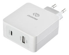 Зарядное устройство сетевое Digma DGPD-45W-WG USB-C + USB-A, 3A, белое