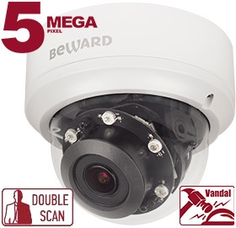 Видеокамера IP Beward BD4780DV 5 Мп, 1/2.7 КМОП, 0.04 лк (день)/0.004 лк (ночь), 2хWDR до 120 дБ, 2688x1944, 30 к/с, 4 потока Н.264/H.265/MJPEG, эле