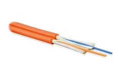 Кабель волоконно-оптический 62,5/125, 2 волокна Hyperline FO-D3-IN-62-2-LSZH-OR многомодовый, duplex, zip-cord, плотное буферное покрытие 3.0 мм, для