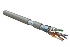 Кабель витая пара F/UTP 5e кат. 4 пары Hyperline FUTP4-C5E-S24-IN-LSZH-GY 24AWG(0.51 мм), медь, одножильный (solid), внутренний, LSZH, нг(C)-HF, серый