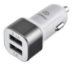 Зарядное устройство автомобильное Digma DGCC-2U-3A-WG 2xUSB, 2.1A, белый (1079220)