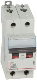 Автоматический выключатель Legrand 407800 DX³ 6000 - 10 кА - тип характеристики C, 2П, 230/400 В~, 16 А, 2 модуля
