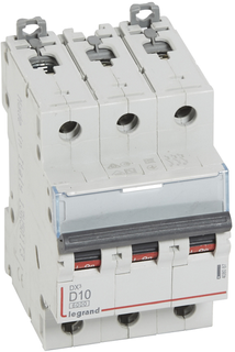 Автоматический выключатель Legrand 408095 DX³ 6000 - 10 кА - тип характеристики D, 3П, 400 В~, 63 А, 3 модуля