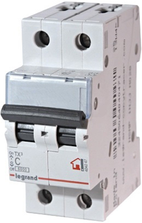 Автоматический выключатель Legrand 403987 TX³ 6000 - 6 кА - тип характеристики B, 2П, 230/400 В~, 20 А, 2 модуля