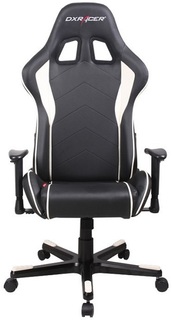 Кресло DxRacer OH/FE08/NW Formula, чёрно-белое, экокожа, регулируемый угол наклона