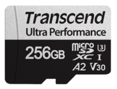 Карта памяти MicroSDXC 256GB Transcend TS256GUSD340S UHS-I U3 A2 Ultra Performance R/W:160/125 MB/s, адаптер