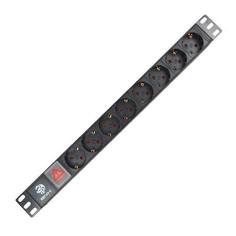 Блок розеток 19", 8 розеток BNH B800.3-1U-8S 19", неуправляемый, Shuko х 8, вход IEC 60320 C14, для шкафов и стоек, 1U, 45х490х45 мм (ВхШхГ), 16А, вык