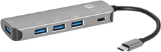Концентратор VCOM CU4383 USB Type-C-4*USB 3.0, PD, aluminium shell