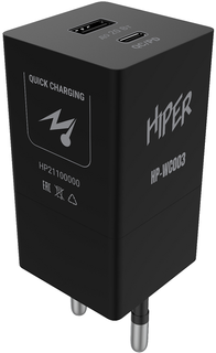 Зарядное устройство сетевое HIPER HP-WC003 3A+2.22A PD+QC универсальное черное