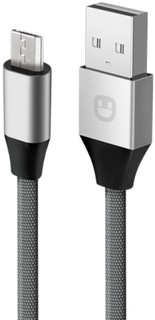 Кабель интерфейсный Unico DCMICROUNC micro USB - USB, 2,1А, 480 Мбит/с, нейлон, металл, 1м, серый