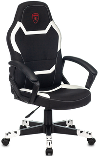 Кресло игровое Бюрократ ZOMBIE 10 WHITE черный/белый текстиль/эко.кожа крестовина пластик