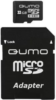 Карта памяти 32GB Qumo QM32MICSDHC10 MicroSDHC Class 10, SD adapter