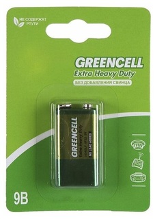 Батарейка GP Greencell 1604GLF-2CR1 9В, солевая, крона, 500 mAh (в блистере)