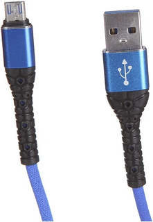 Кабель интерфейсный mObility УТ000024534 USB/microUSB, 3А, 1м, тканевая оплетка, синий