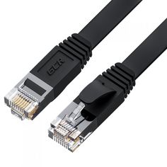 Кабель патч-корд U/UTP 6 кат. 20м GCR GCR-52865 PROF плоский прямой, 30 AWG, ethernet high speed 10 Гбит/с, RJ45, T568B, черный