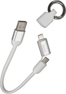 Кабель интерфейсный Hoco U87 Cool УТ000022028 2в1, USB/Lightning+Type-C, 0,2м, белый