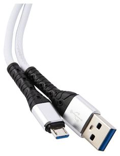 Кабель интерфейсный mObility УТ000024533 USB/microUSB, 3А, 1м, тканевая оплетка, белый