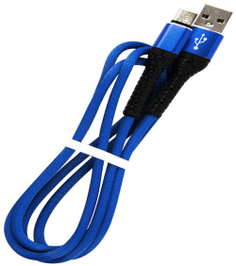 Кабель интерфейсный mObility УТ000024538 USB/Type-C, 3А, 1м, тканевая оплетка, синий