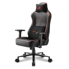 Кресло игровое Sharkoon SGS30-BK/RD чёрно-красное, до 130кг (синтетическая кожа, регулируемый угол наклона, механизм качания)