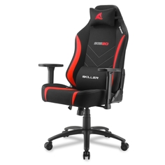 Кресло Sharkoon SGS20-F-BK/RD игровое, чёрно-красное, до 120кг (ткань, регулируемый угол наклона, механизм качания)
