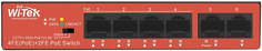 Коммутатор неуправляемый Wi-Tek WI-PS205H v2 4 PoE порта*100Base-TX+2*100Base-TX, PoE IEEE 802.3at/af до 30Вт на порт, Watchdog, БП 40Вт