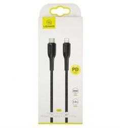 Кабель интерфейсный Usams SJ401 УТ000021069 Power Delivery, Type-C/Lightning Zync Alloy, 1.2м, черный (SJ401USB01)